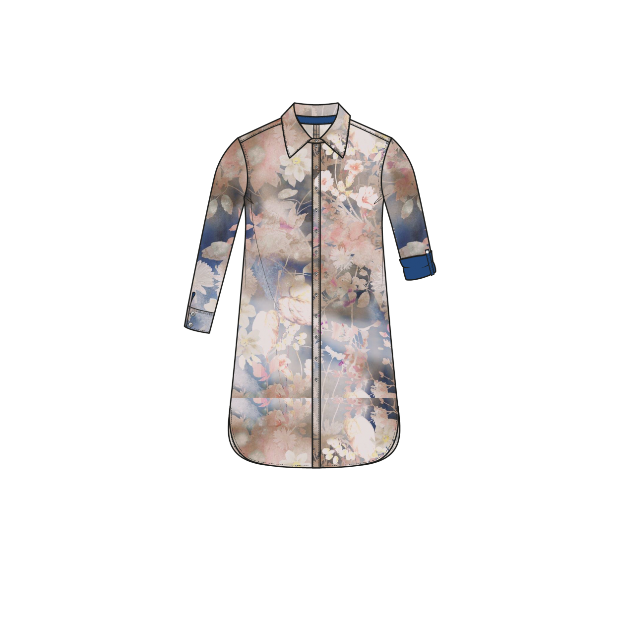 Blouse Long LS | Pastel Flowers