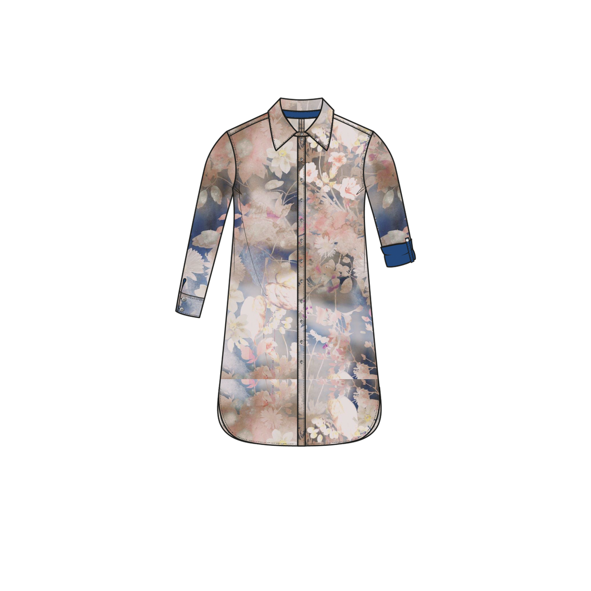Blouse Long LS | Pastel Flowers