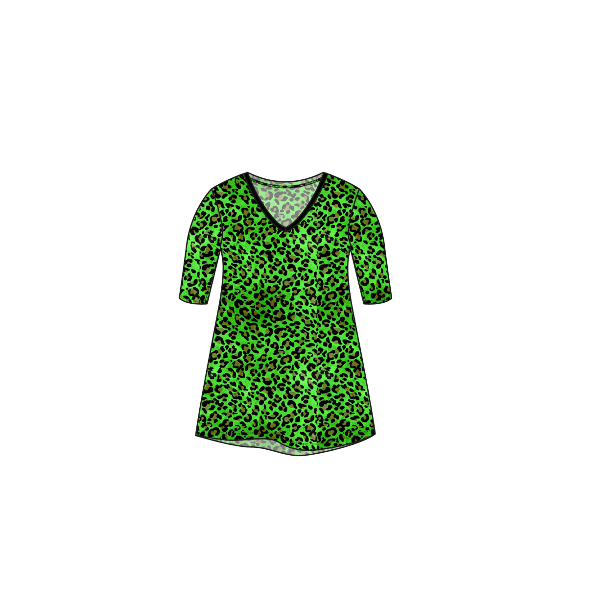Tee V-Neck | Lime Leopard