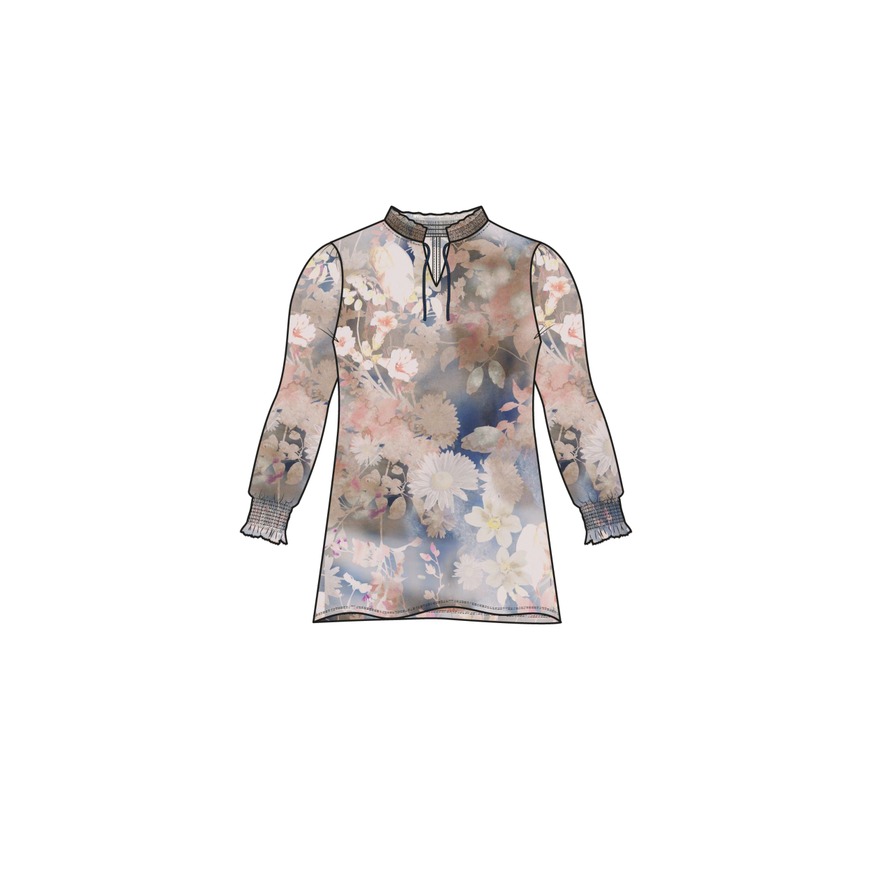 Smock Top LS | Pastel Flowers
