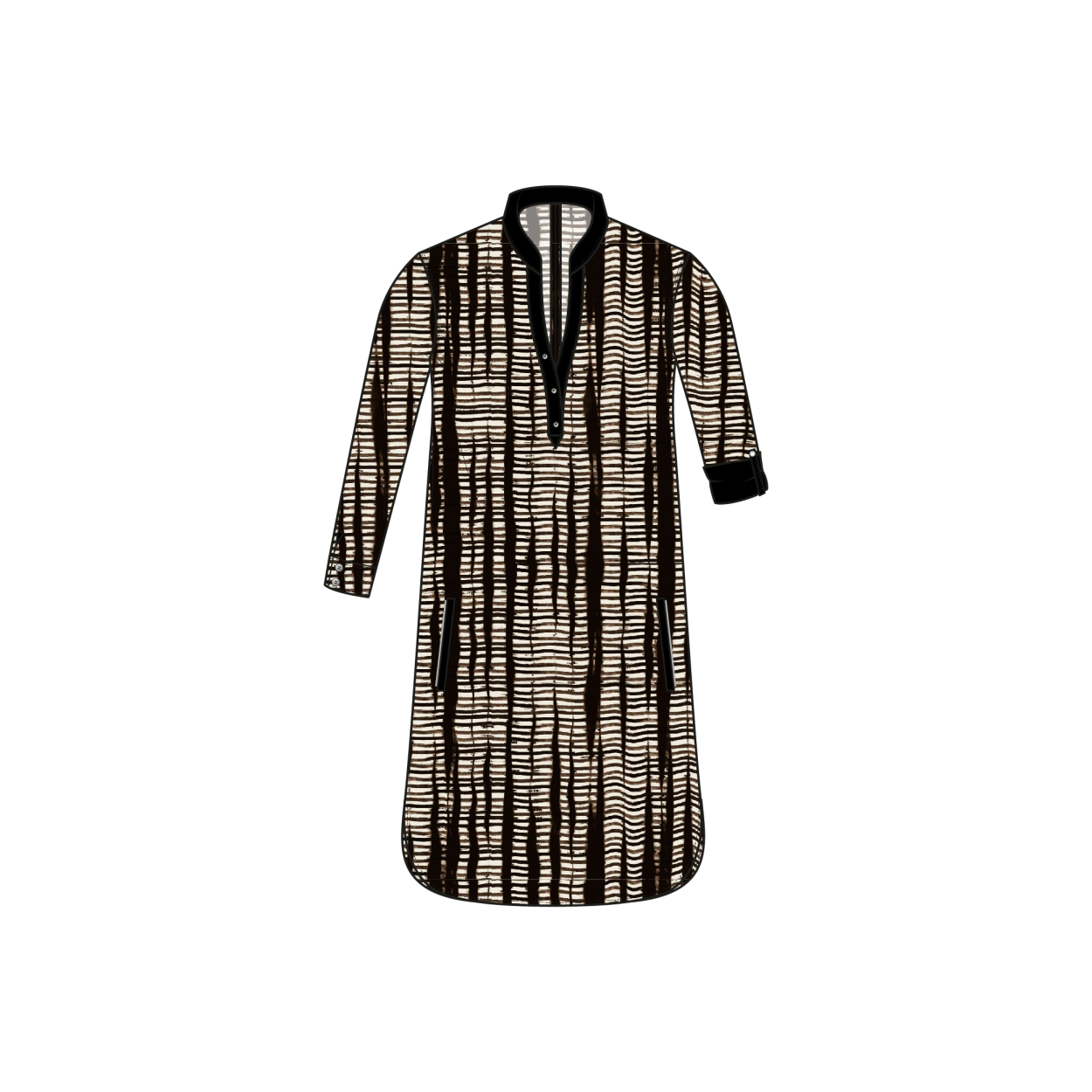 Mao Dress LS | Striped Safari