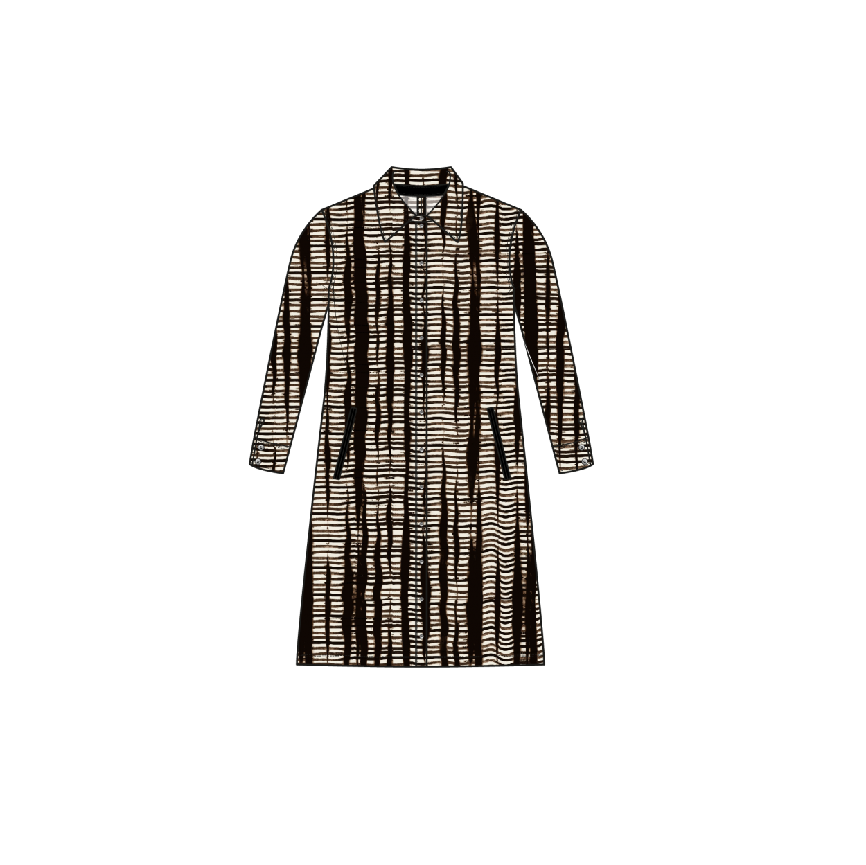 Blouse Dress LS | Striped Safari