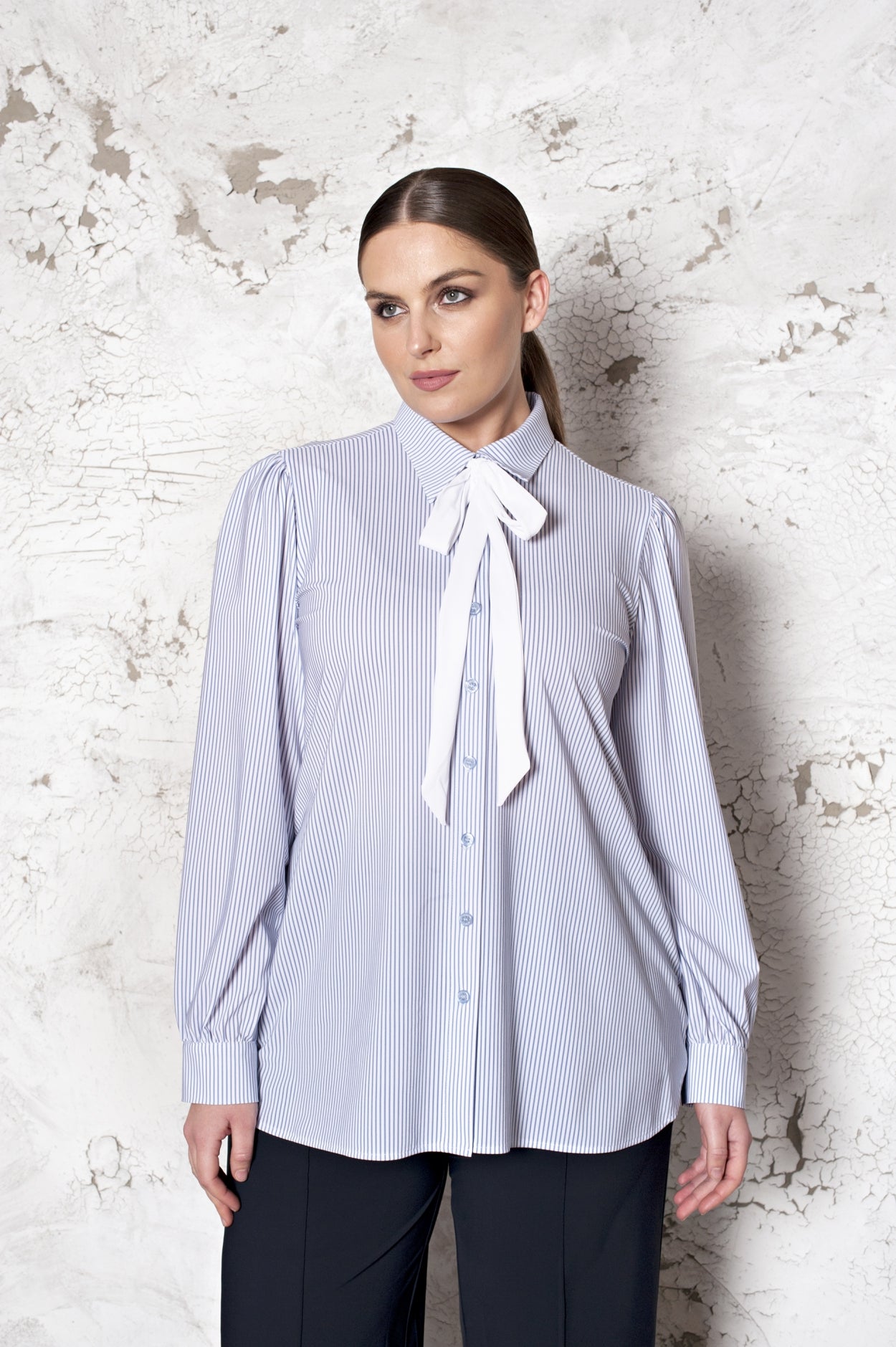 Shirt Puffed | Stripe White Navy