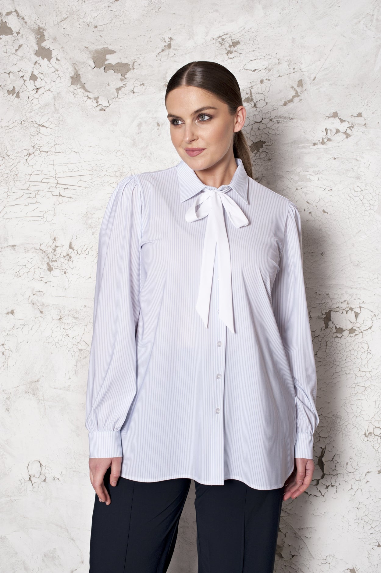 Shirt Puffed | Stripe White Light Blue