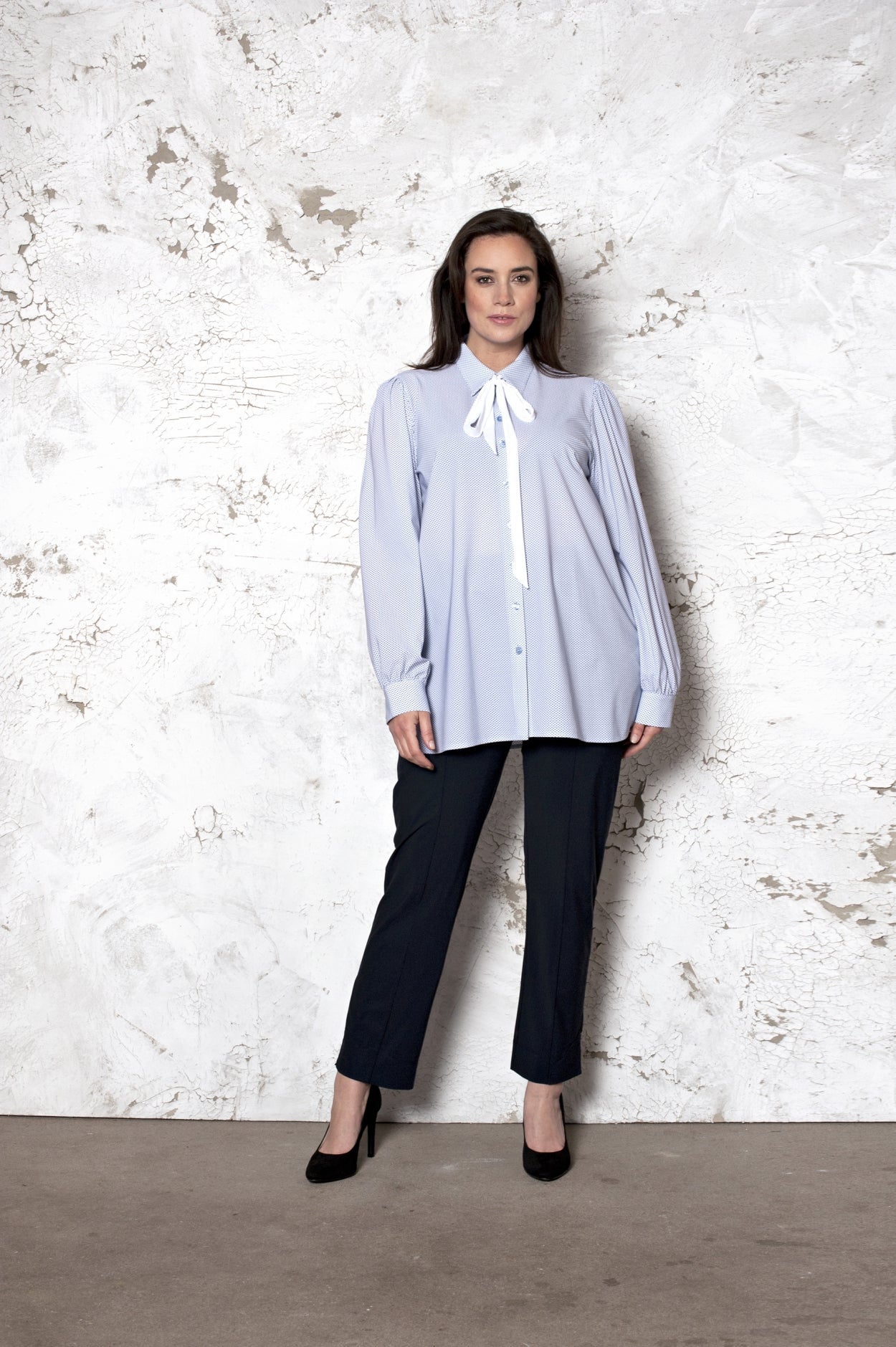 Shirt Puffed | Dobby White Blue