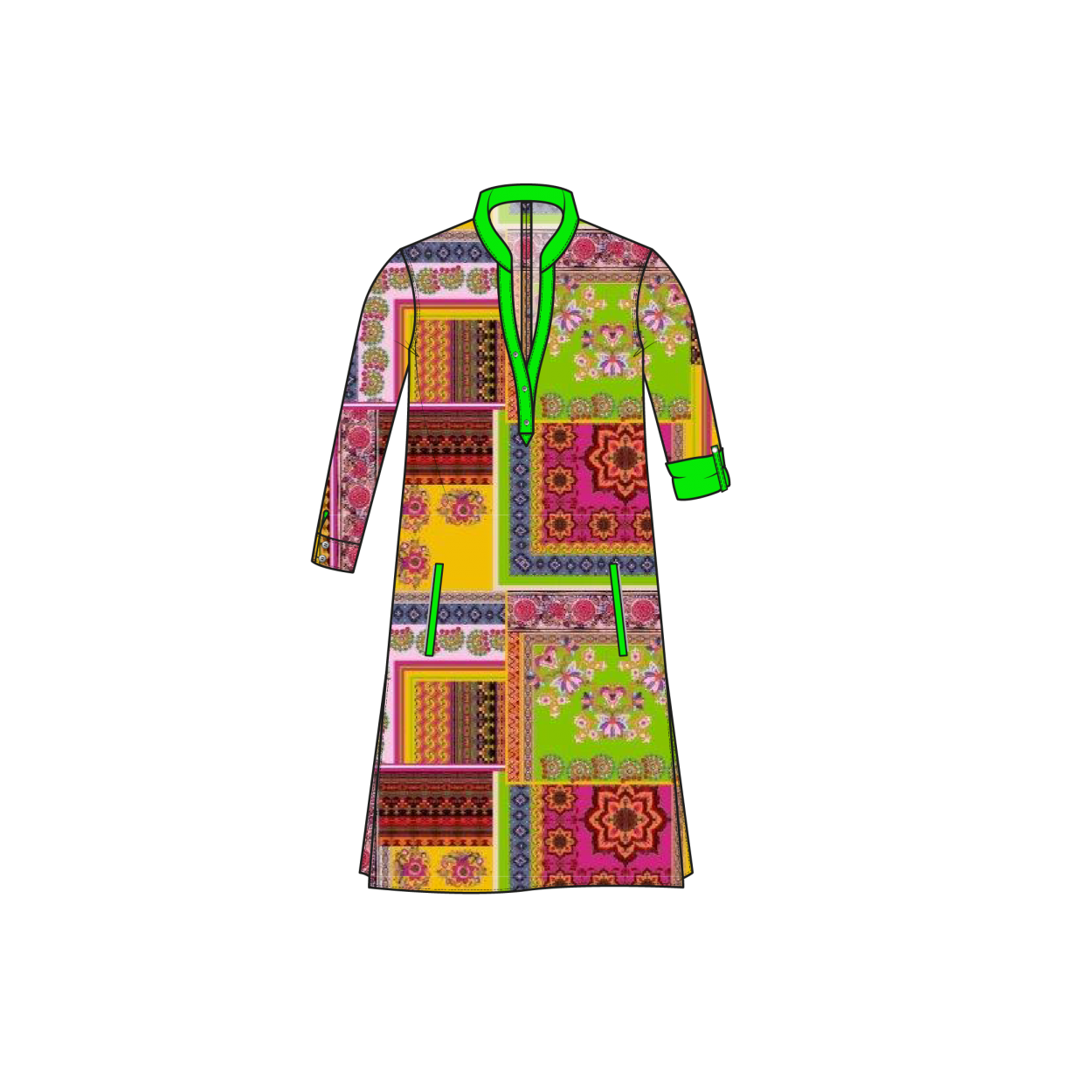 Mao Dress XL LS | Folklore Patches