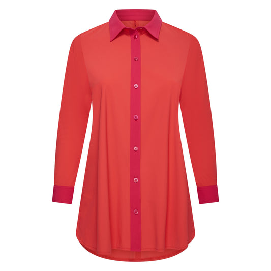 Blouse Midi LS | Saffraan/Pink