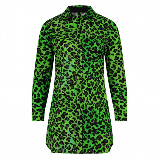 Blouse Long LS | Lime Leopard