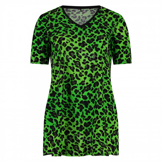 Tee V-Neck | Lime Leopard