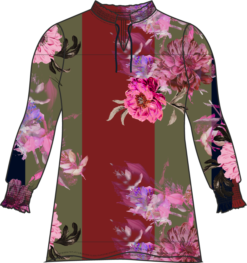 Smock Top LS | Indian Flowers