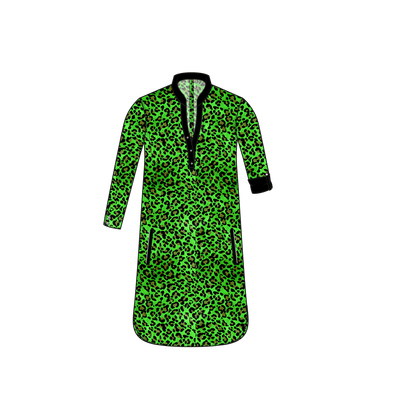 Mao Dress LS | Lime Leopard