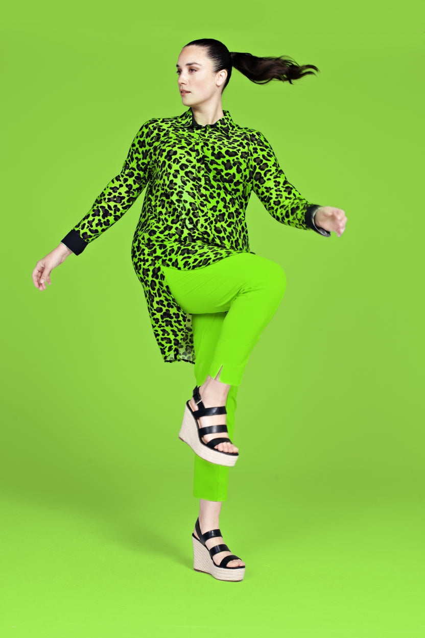 Blouse Long LS | Lime Leopard
