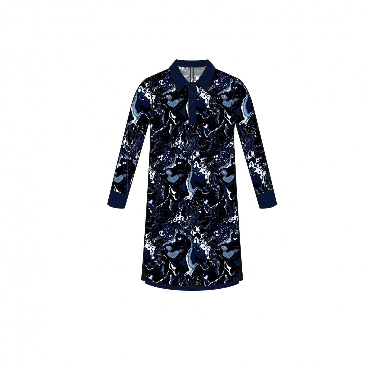 Polo Dress LS | Blue Stone